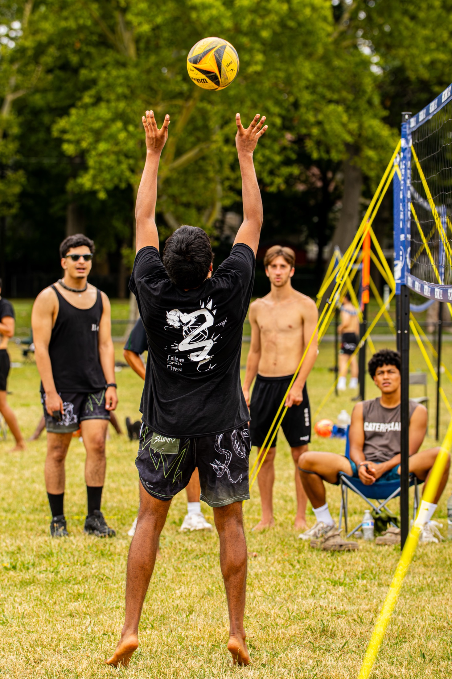 College Grass Open volleyball players